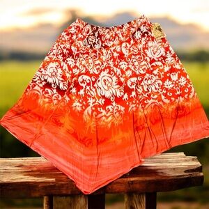 ONE WORLD Asymmetrical Skirt in Orange and White